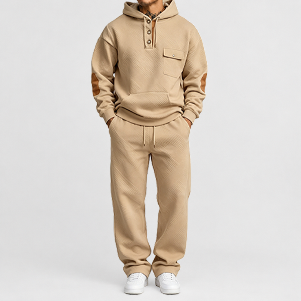 🏃Black Friday Sale⚡ Men's 2-Piece Textured Hoodie Tracksuit