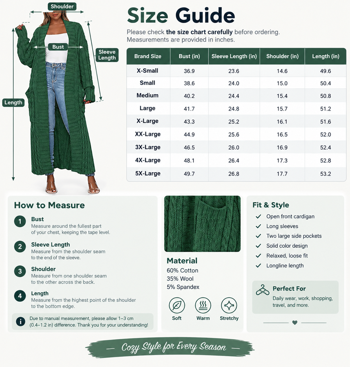 Women's Long Cardigan 2026 Oversized Coat Long Sleeve Open Cardigan Knitted Extra