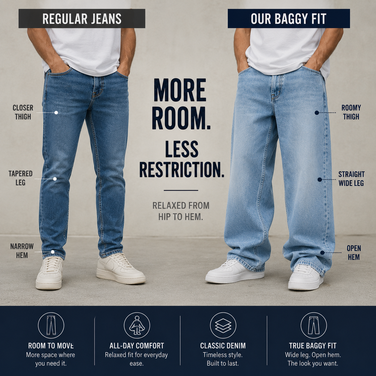 🔥 BEST SELLER | Men’s 90s Baggy Fit Jeans