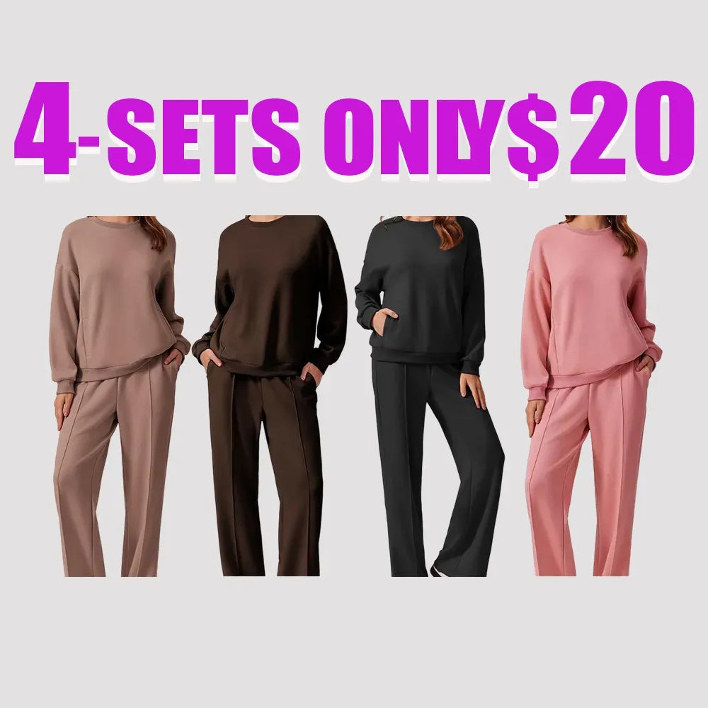 🔥2-Piece Sweatshirt & Pants Set – Comfy Travel or Home Outfit