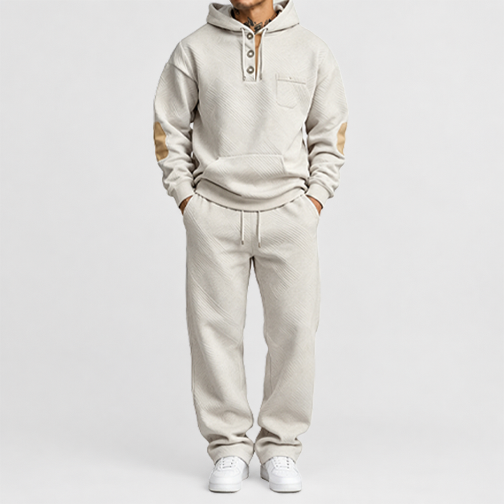 🏃‍Black Friday Sale⚡ Men's 2-Piece Textured Hoodie Tracksuit