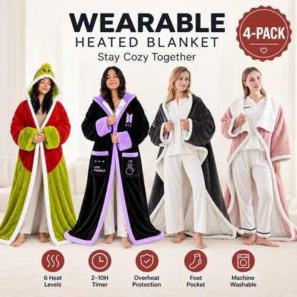 🔥Wearable Heated Blanket with Foot Pocket Sherpa🔥Overheat Protection & Auto Shut-Off