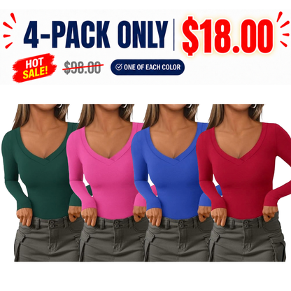 Women's V Neck Long Sleeve Shirts