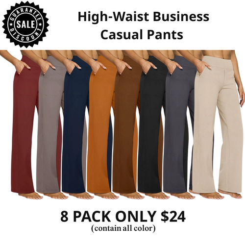 ⚡Women's High-Waisted Business Casual Wide Leg Pants with Pockets