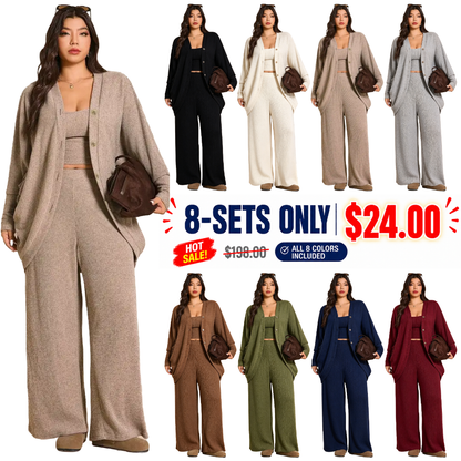 Plus Size Women's 3-Piece Knit Set