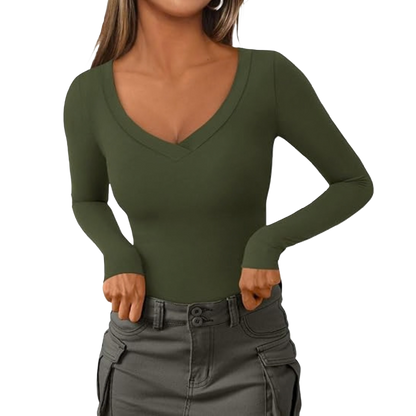 Women's V Neck Long Sleeve Shirts