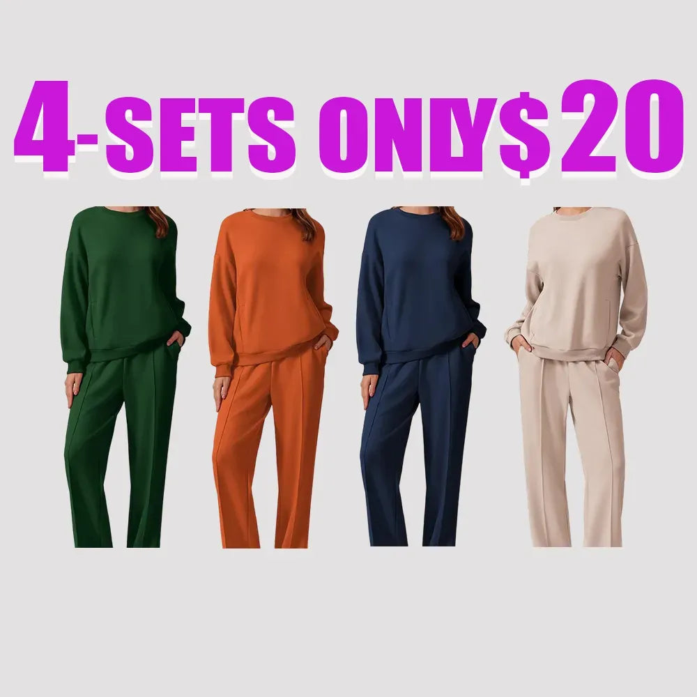 🔥2-Piece Sweatshirt & Pants Set – Comfy Travel or Home Outfit