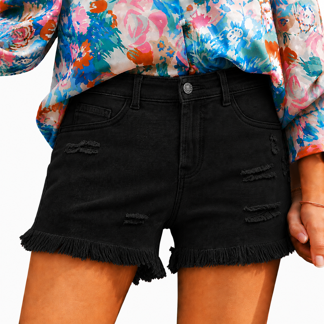 Women's Casual Mid Rise Denim Shorts