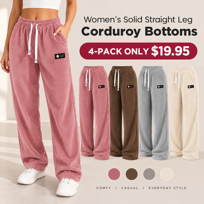 Women's Solid Straight Leg Corduroy Bottoms
