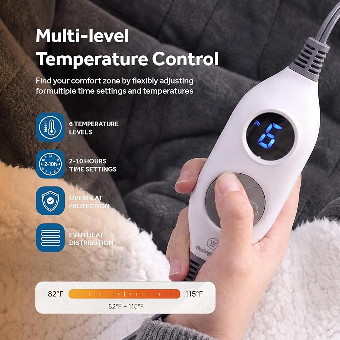 🔥Wearable Heated Blanket with Foot Pocket Sherpa🔥Overheat Protection & Auto Shut-Off