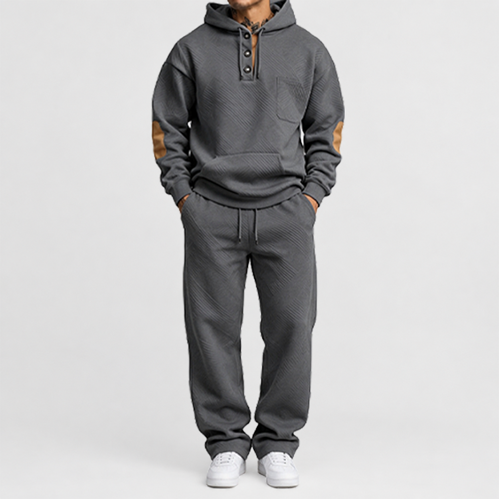 🏃‍Black Friday Sale⚡ Men's 2-Piece Textured Hoodie Tracksuit