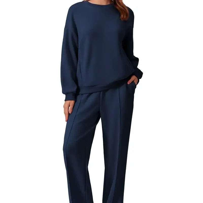 🔥2-Piece Sweatshirt & Pants Set – Comfy Travel or Home Outfit