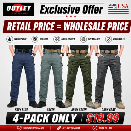 Men's solid color and printed pocket zipper waterproof tactical cargo pants