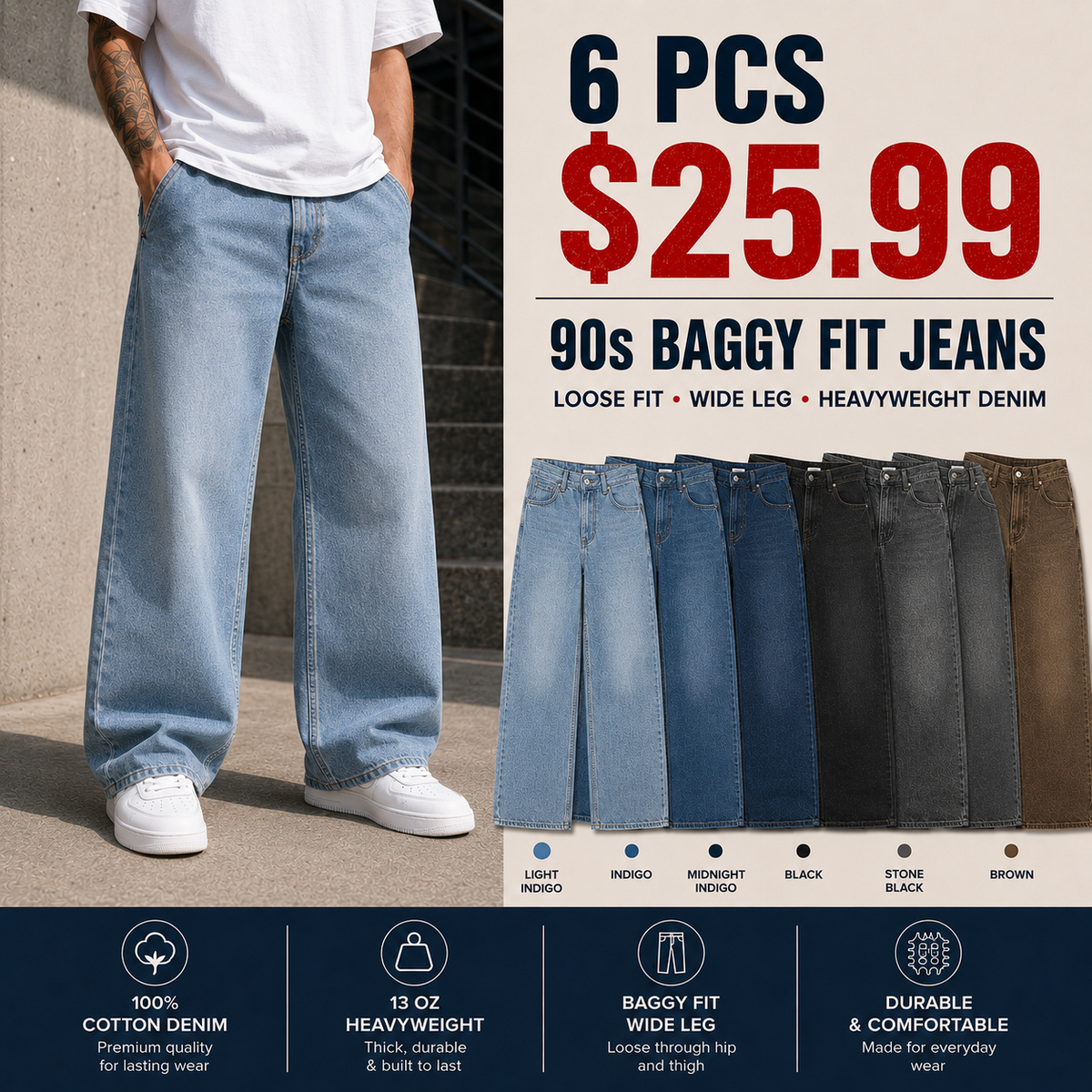 🔥 BEST SELLER | Men’s 90s Baggy Fit Jeans