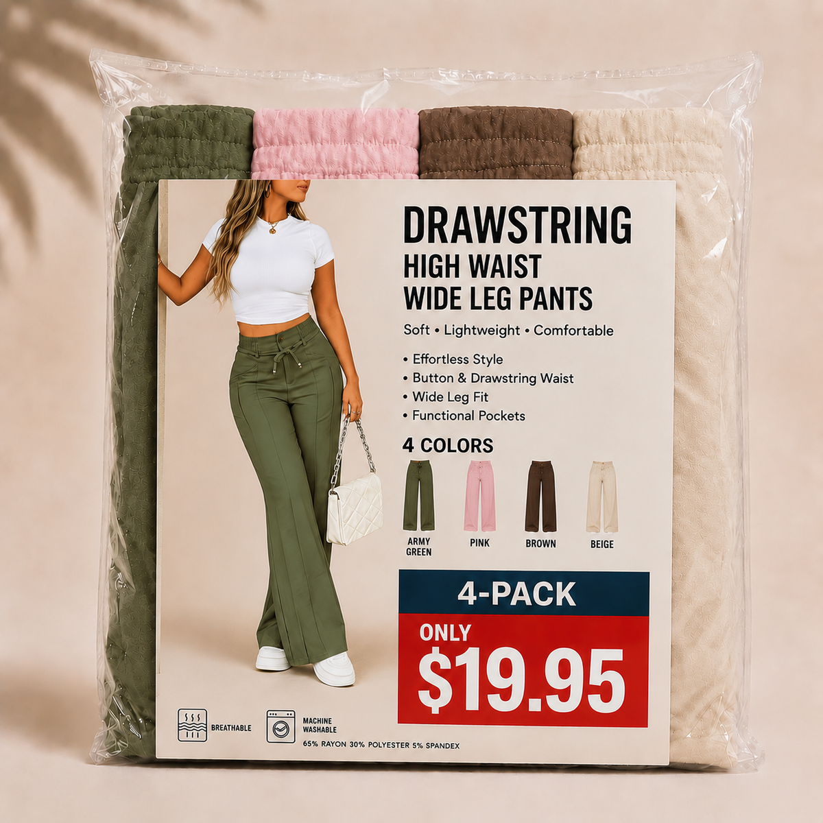 ⚡New Drawstring High Waist Wide Leg Pants