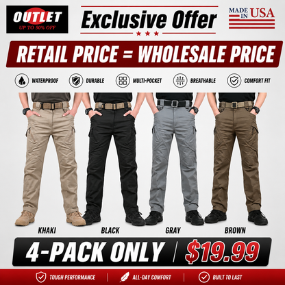 Men's solid color and printed pocket zipper waterproof tactical cargo pants