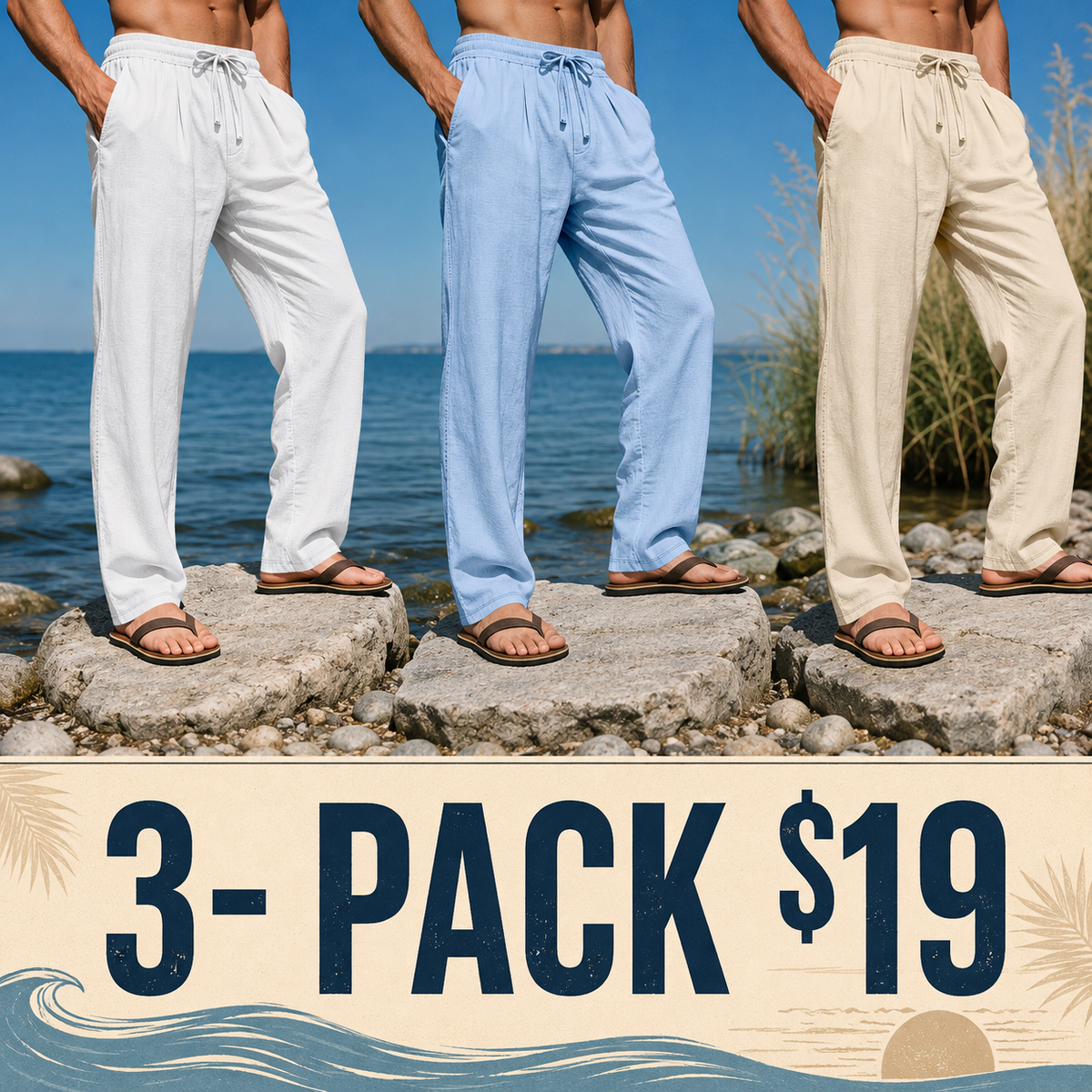 👍🔥Limited-Time Promotion-Men's Linen Casual Straight Leg Pants