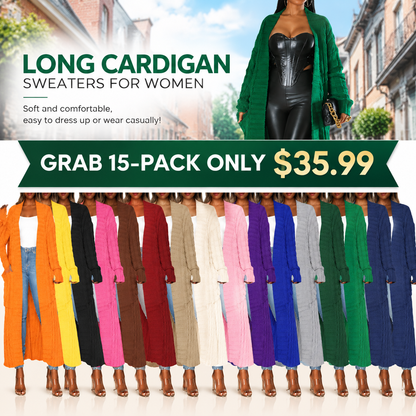 Women's Long Cardigan 2026 Oversized Coat Long Sleeve Open Cardigan Knitted Extra