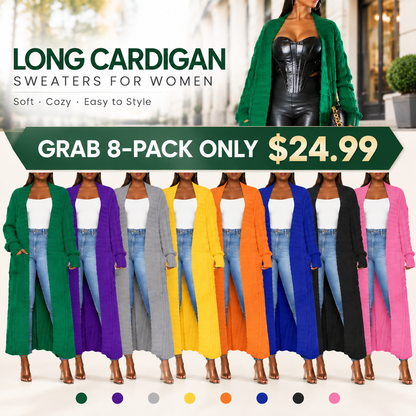 Women's Long Cardigan 2026 Oversized Coat Long Sleeve Open Cardigan Knitted Extra