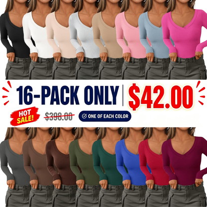 Women's V Neck Long Sleeve Shirts