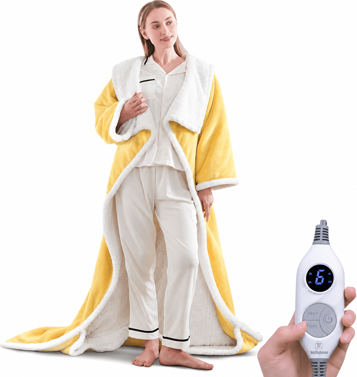 🔥Wearable Heated Blanket with Foot Pocket Sherpa🔥Overheat Protection & Auto Shut-Off