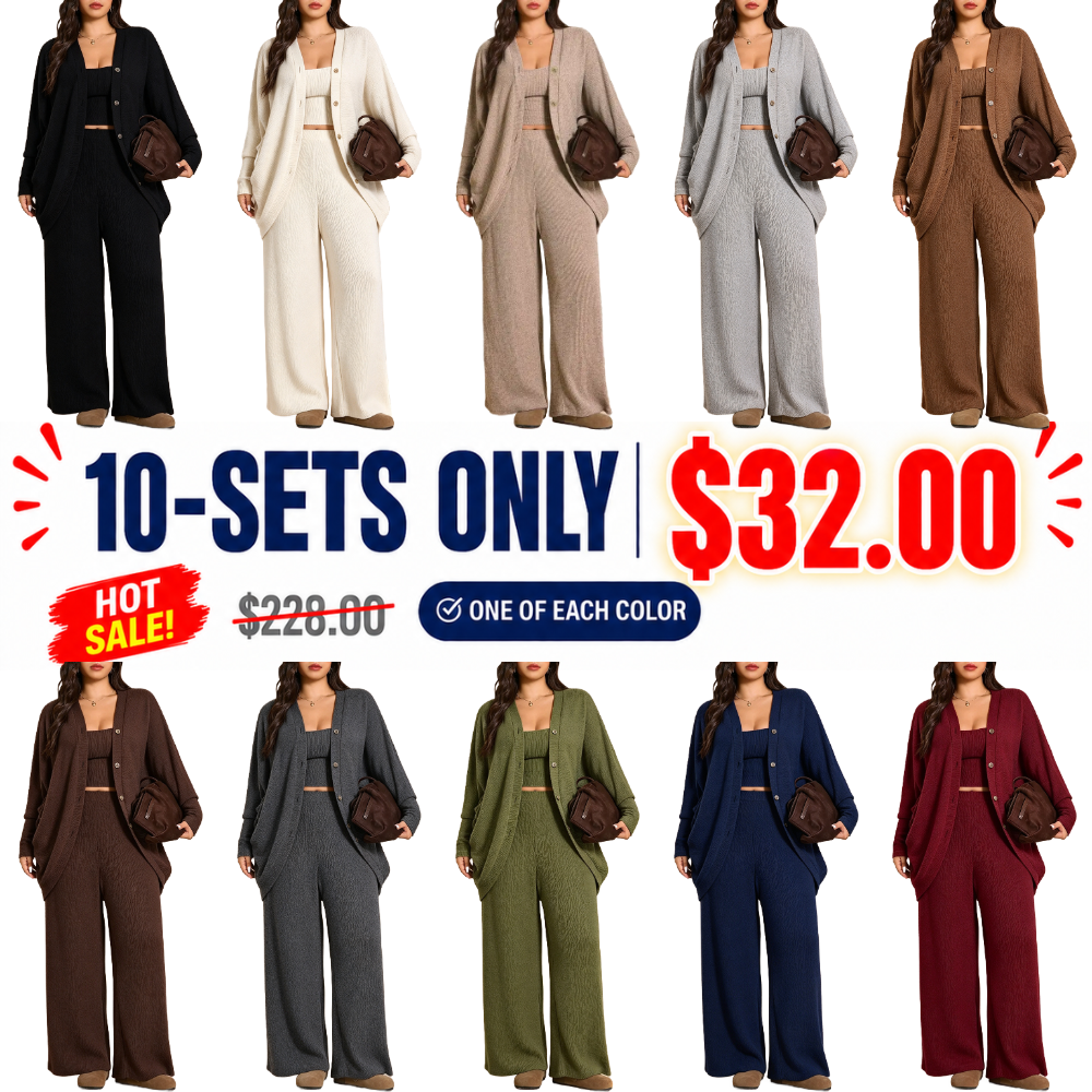 Plus Size Women's 3-Piece Knit Set