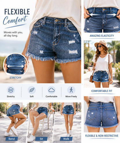 Women's Casual Mid Rise Denim Shorts